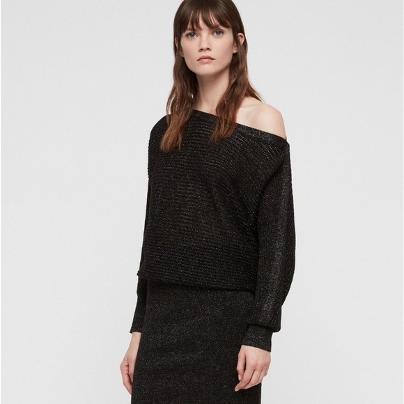 EUC - Allsaints Elle Metallic Dress - size Large - Picture 6 of 10